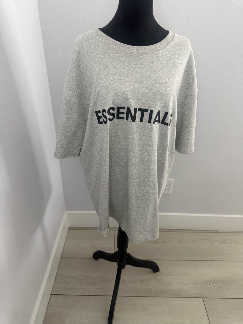 ESSENTIALS Heather Grey Short Sleeve Logo Tee#C2
